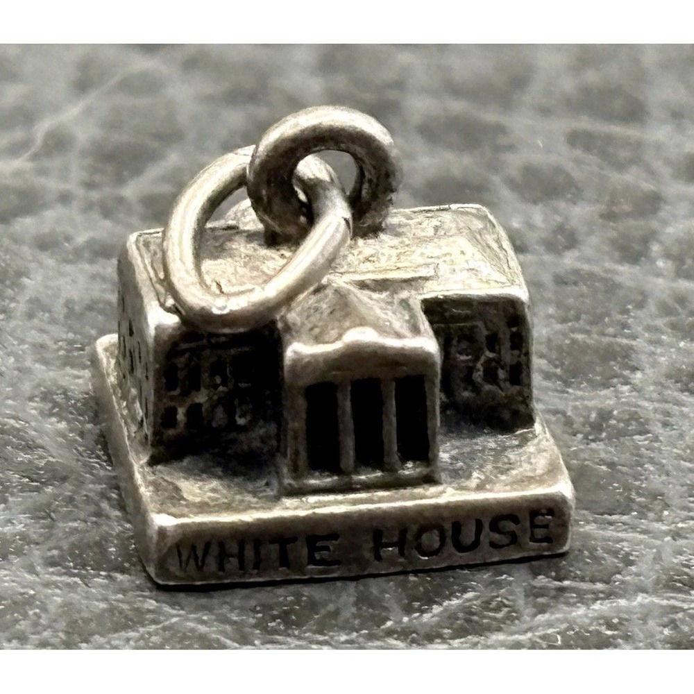 Vintage Sterling Silver 925 White House Charm Or Pendant
